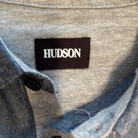 Hudson Navy Chambray Button Down with Gray Cotton lining and sleeve Holders 4T - Picture 3 of 10